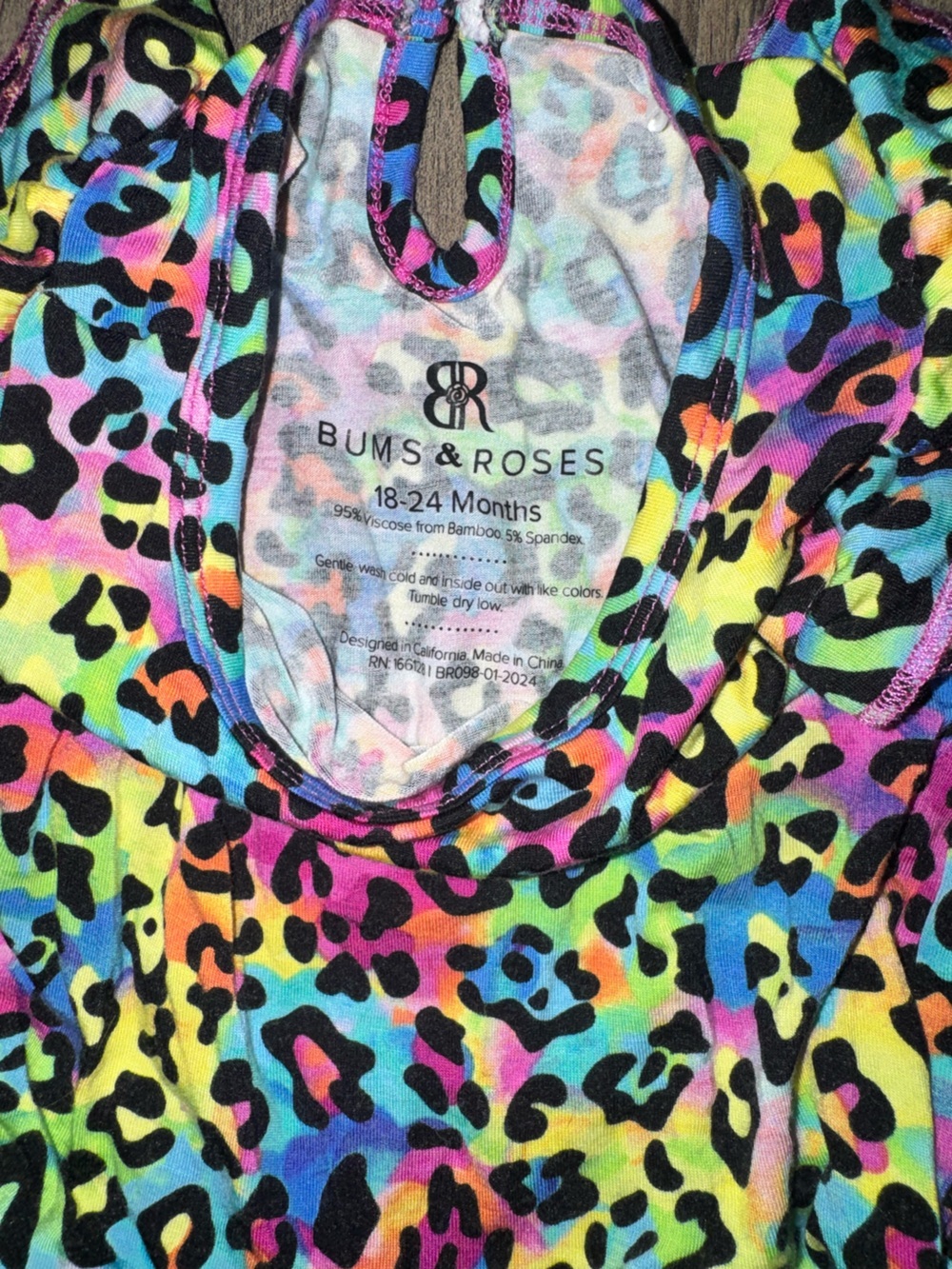 Bums & Roses Rainbow Leopard Ruffle Butt Twirl Dress Romper 18-24M - Picture 4 of 8